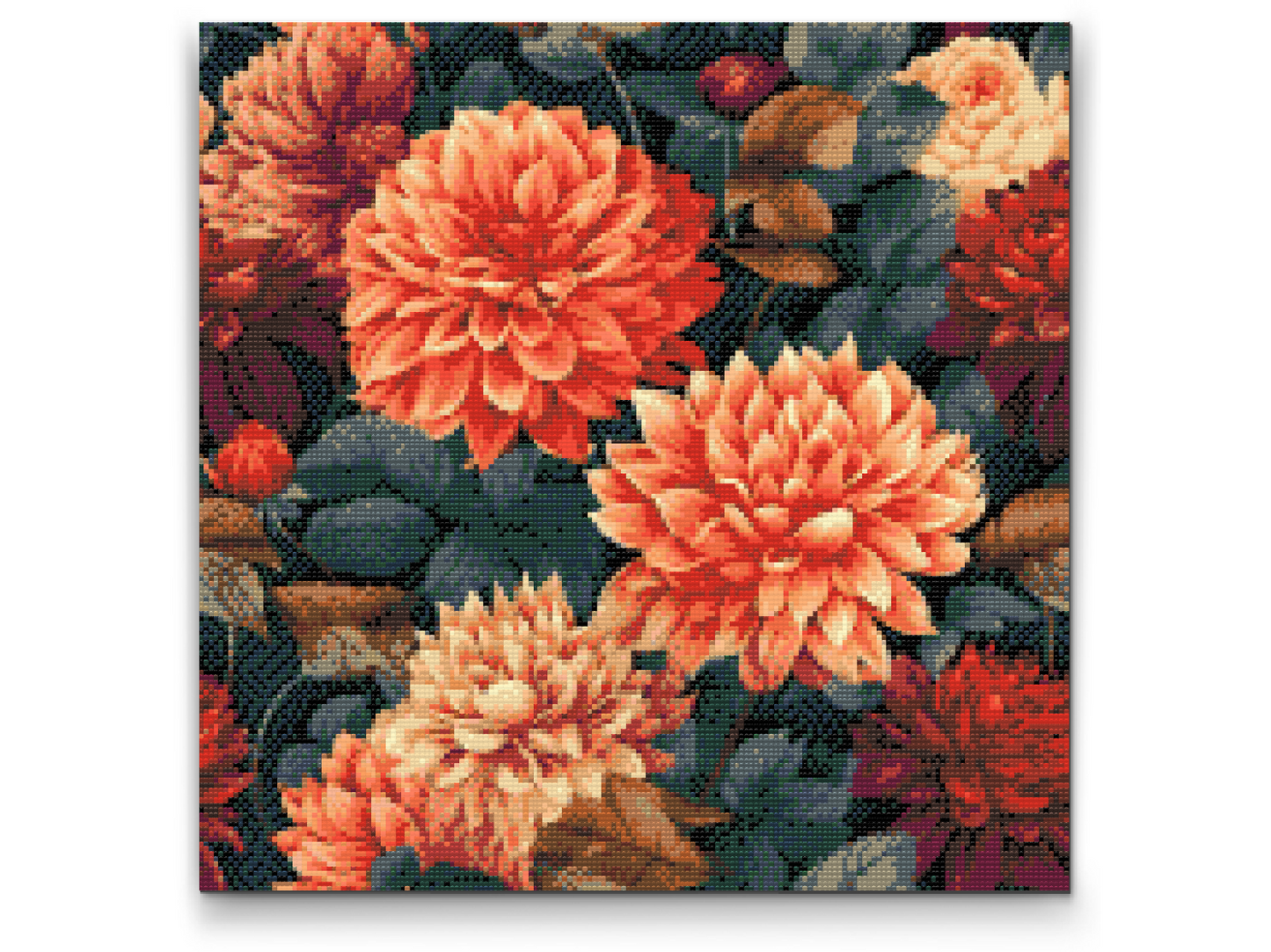 Diamond Painting - Blomsterbaggrund - dahliaer