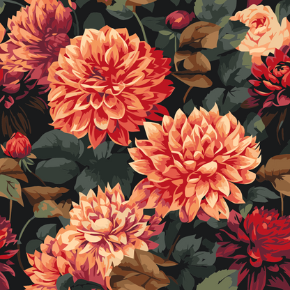 Paint by Numbers - Blomsterbaggrund - dahliaer