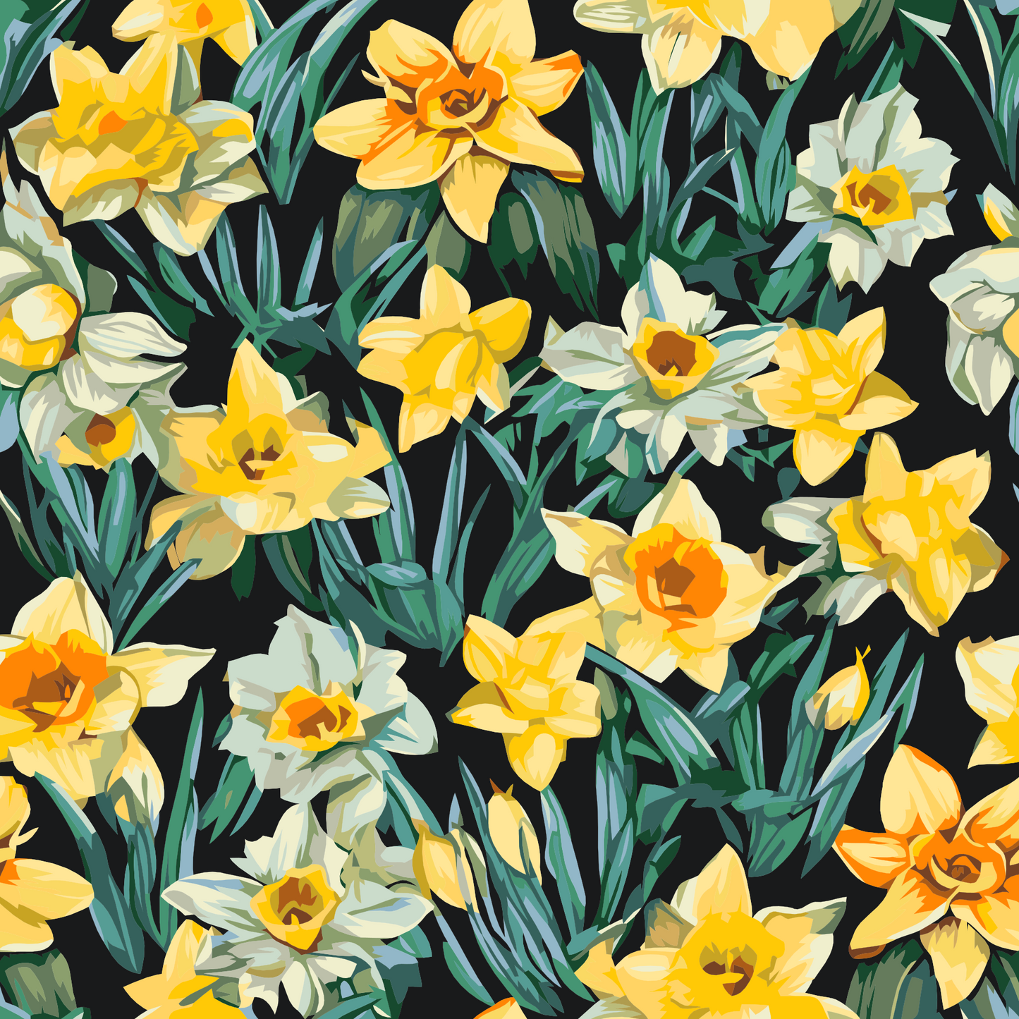 Paint by Numbers - Blomsterbaggrund - påskeliljer