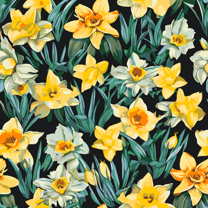 Paint by Numbers - Blomsterbaggrund - påskeliljer