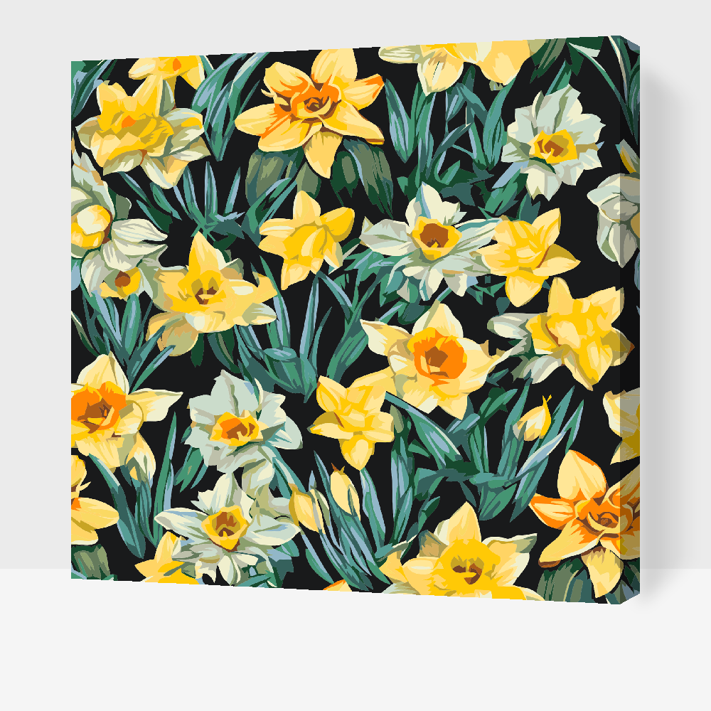 Paint by Numbers - Blomsterbaggrund - påskeliljer