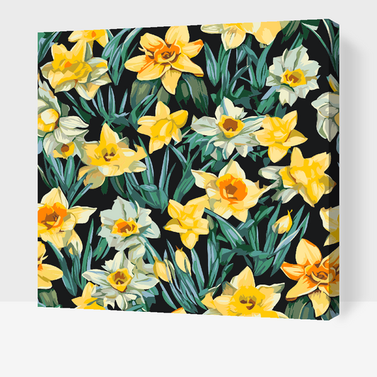 Paint by Numbers - Blomsterbaggrund - påskeliljer
