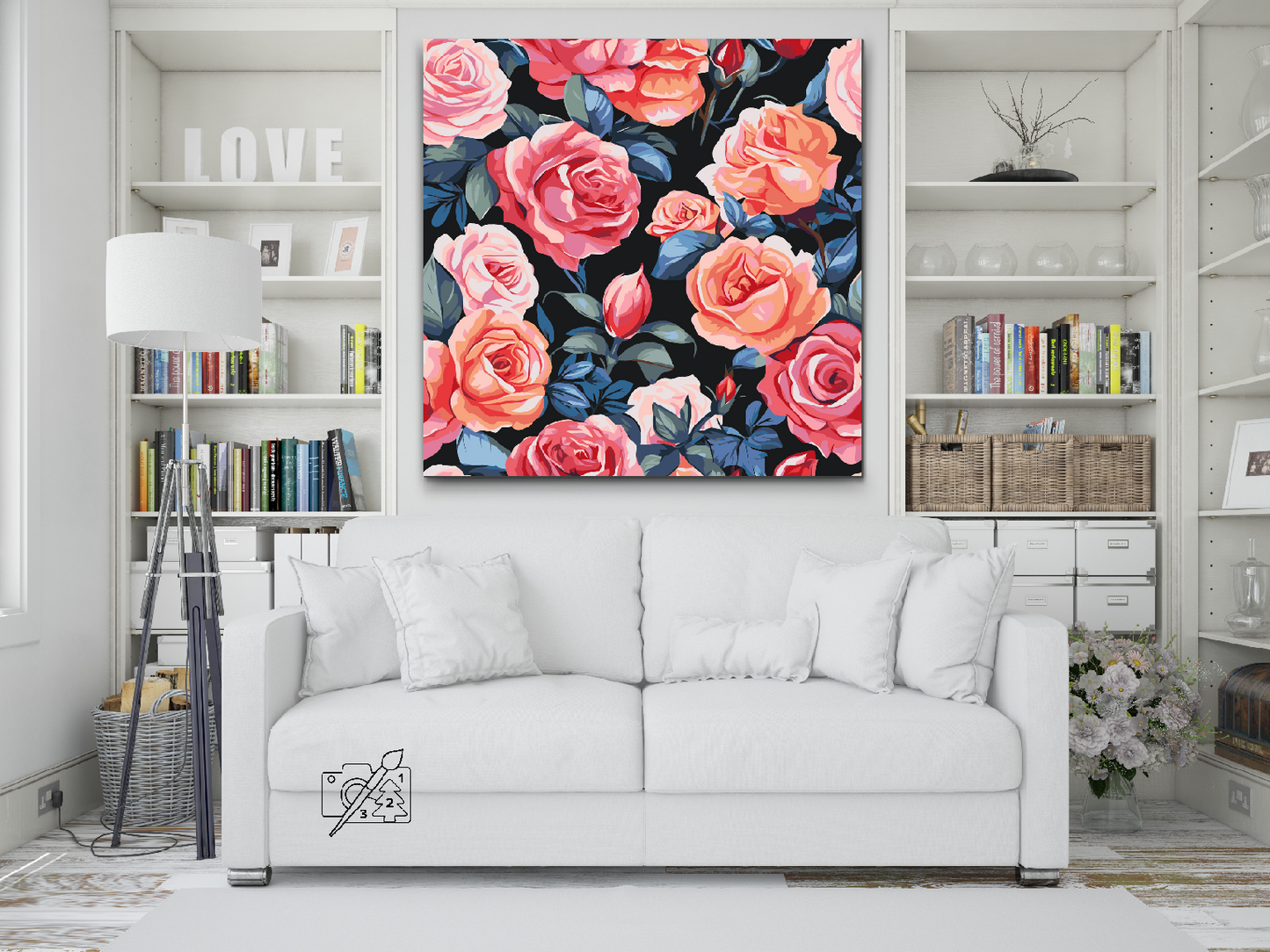 Paint by Numbers - Blomsterbaggrund - roser