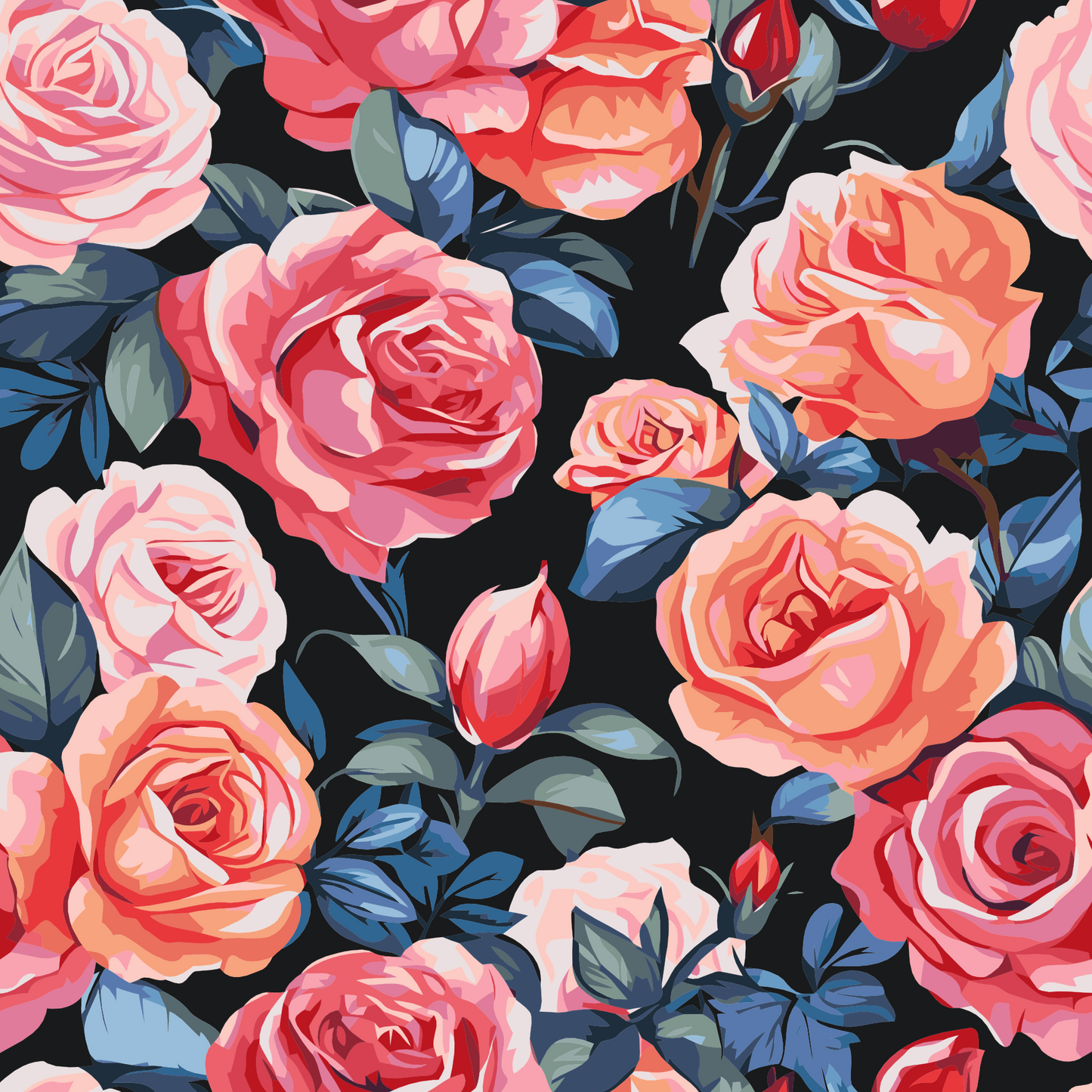 Paint by Numbers - Blomsterbaggrund - roser