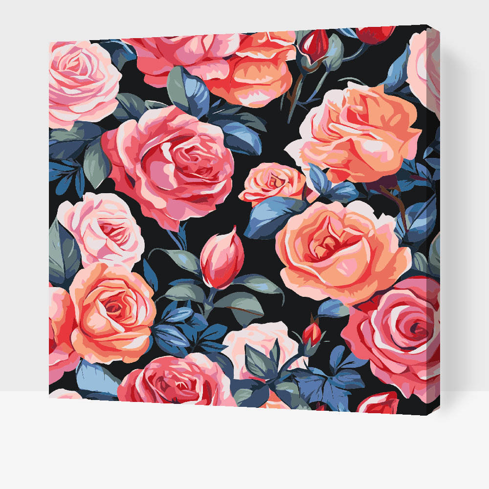 Paint by Numbers - Blomsterbaggrund - roser
