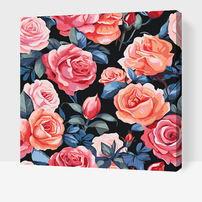 Paint by Numbers - Blomsterbaggrund - roser