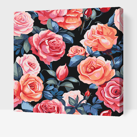 Paint by Numbers - Blomsterbaggrund - roser
