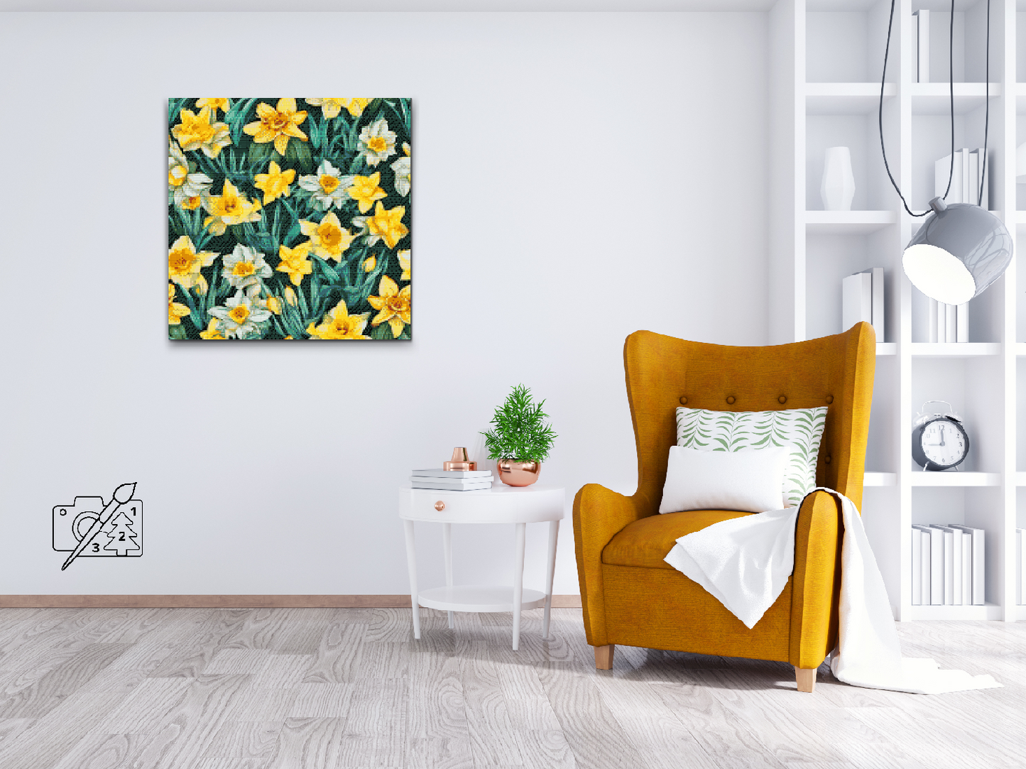 Diamond Painting - Blomsterbaggrund - påskeliljer