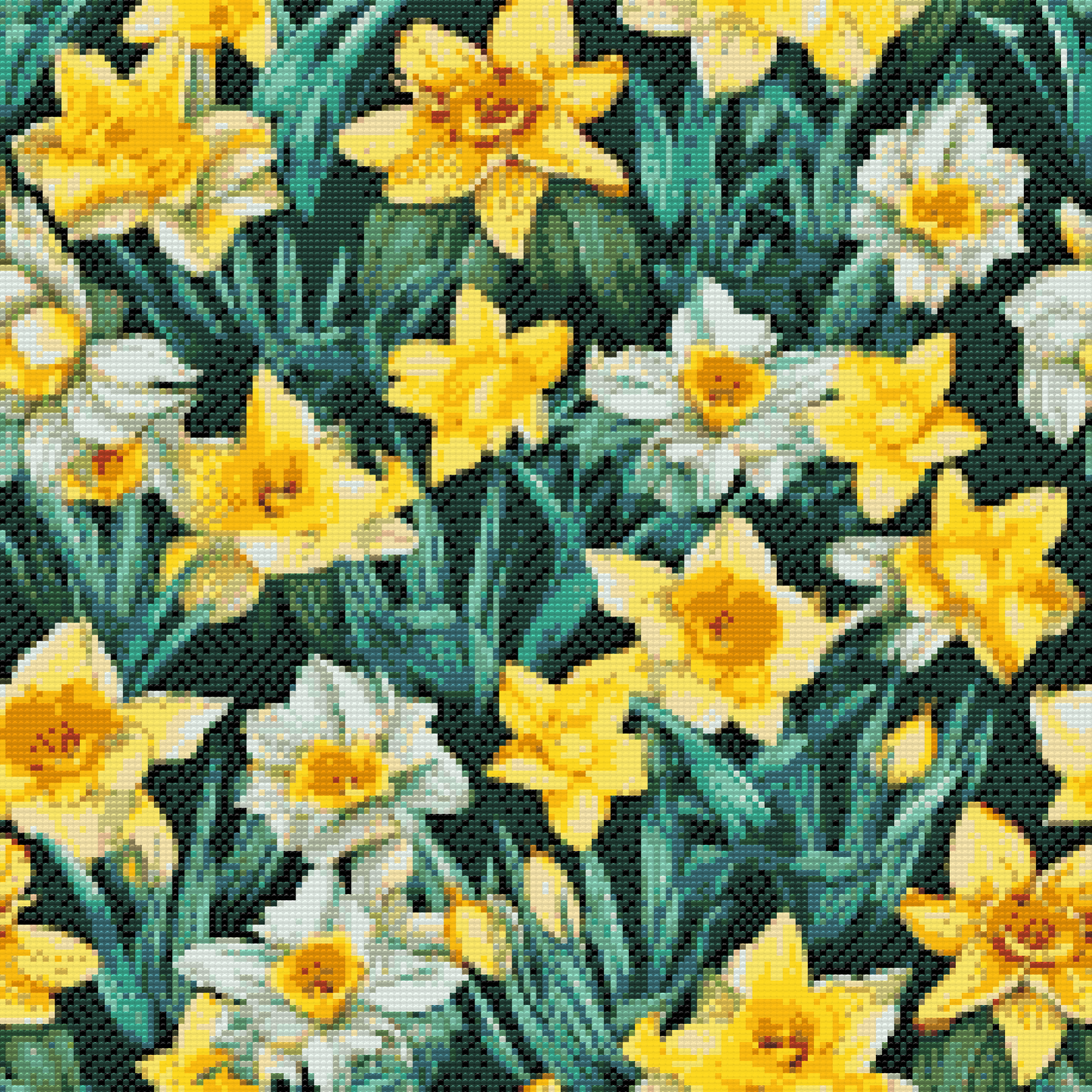 Diamond Painting - Blomsterbaggrund - påskeliljer