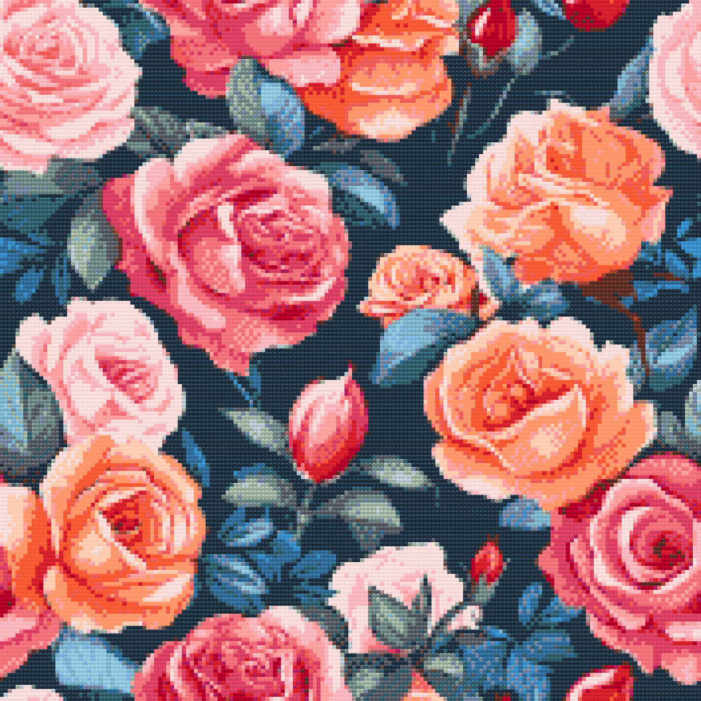 Diamond Painting - Blomsterbaggrund - roser