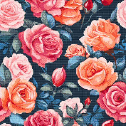 Diamond Painting - Blomsterbaggrund - roser
