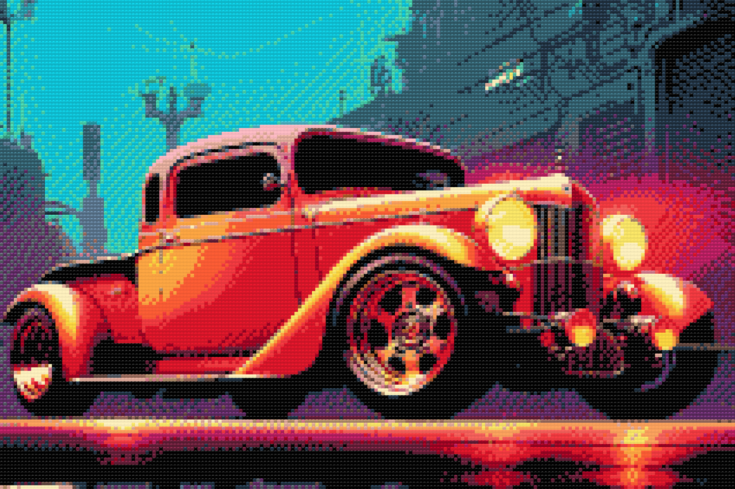 Diamond Painting - Rød veteranbil