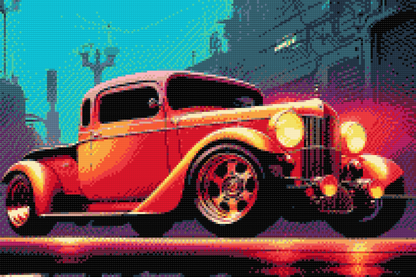 Diamond Painting - Rød veteranbil