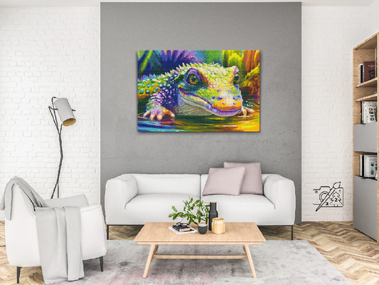 Diamond Painting - Farverig krokodille
