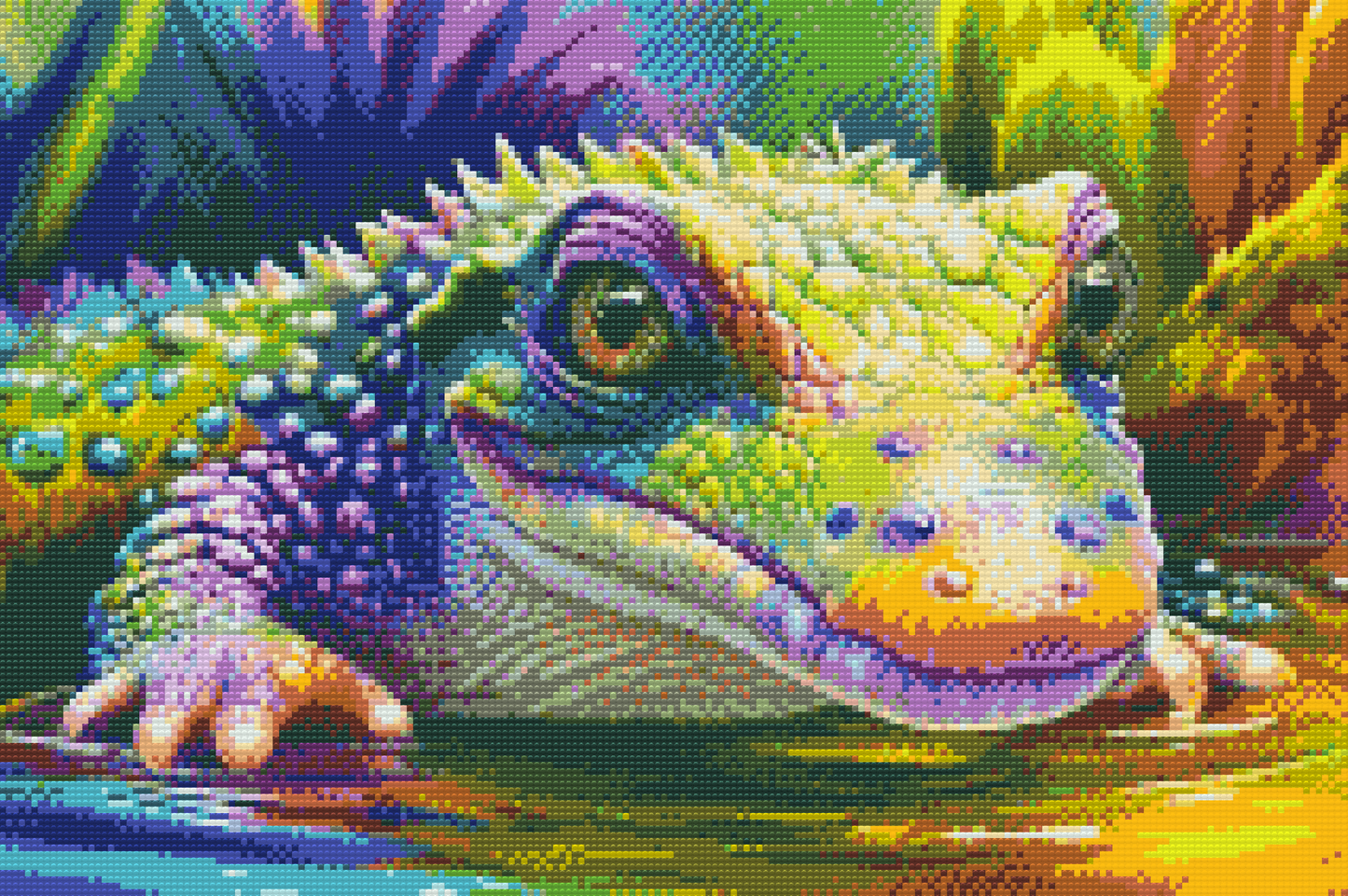 Diamond Painting - Farverig krokodille