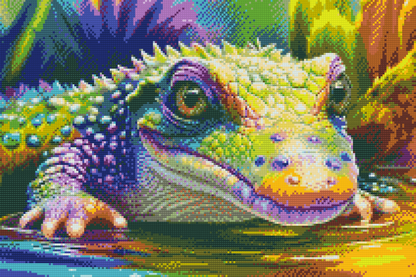 Diamond Painting - Farverig krokodille