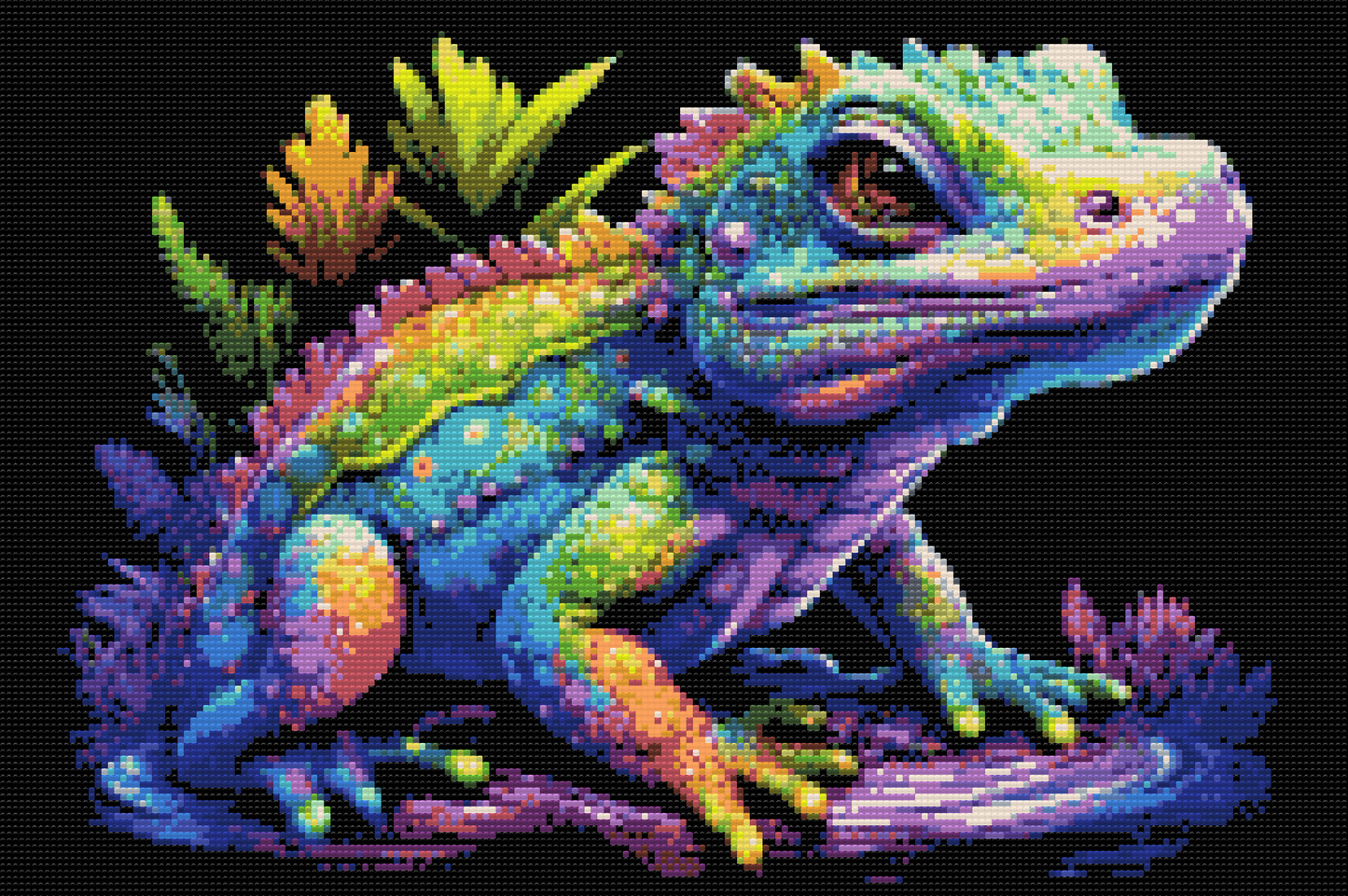 Diamond Painting - Flerfarvet leguan