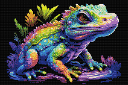 Diamond Painting - Flerfarvet leguan