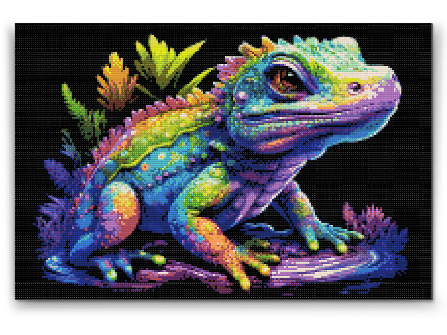 Diamond Painting - Flerfarvet leguan