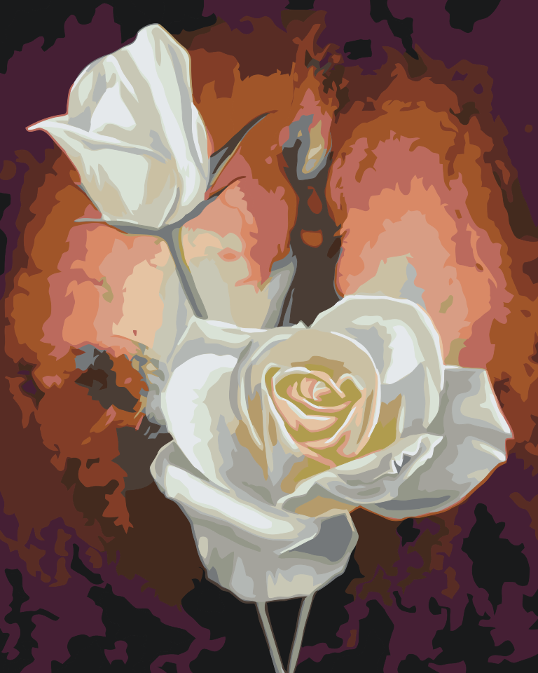 Paint by Numbers - Hvide roser