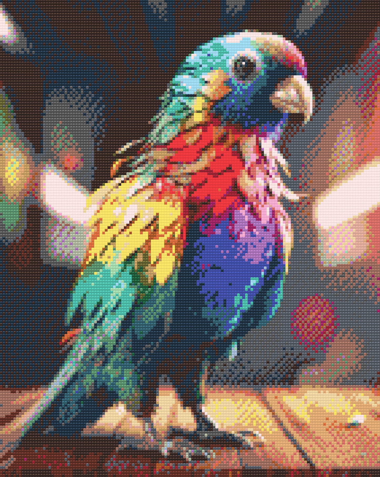 Diamond Painting - Papegøje i regnbuefarver