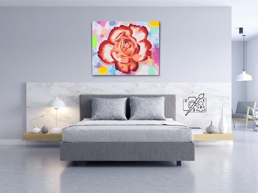 Paint by Numbers - Rose på en farverig baggrund