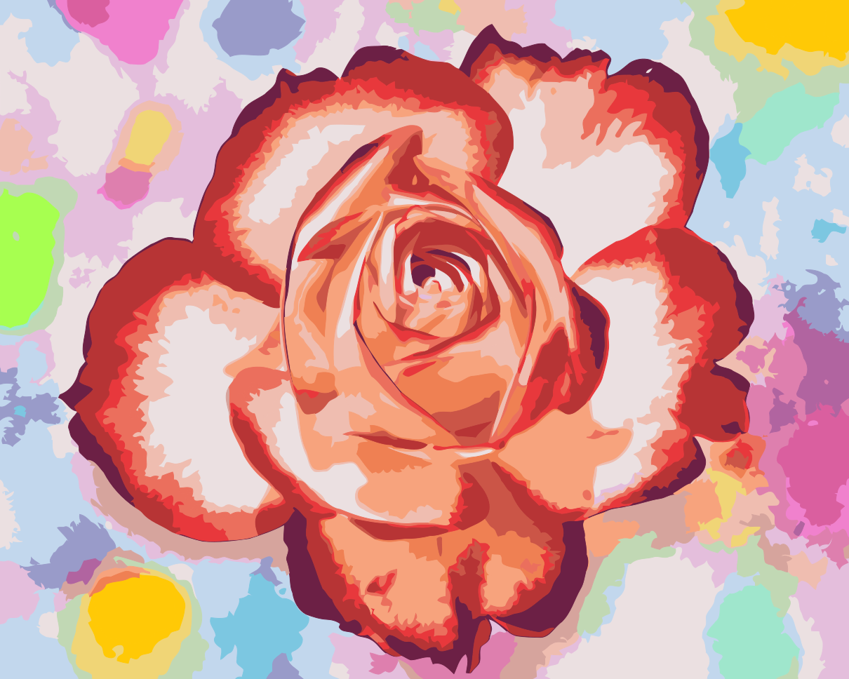 Paint by Numbers - Rose på en farverig baggrund