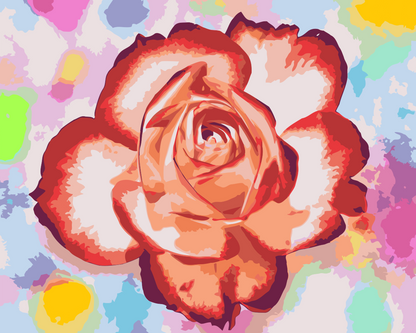 Paint by Numbers - Rose på en farverig baggrund