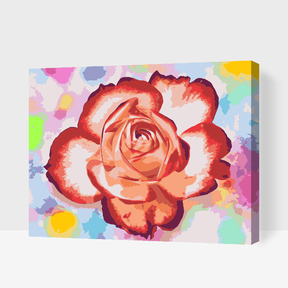 Paint by Numbers - Rose på en farverig baggrund