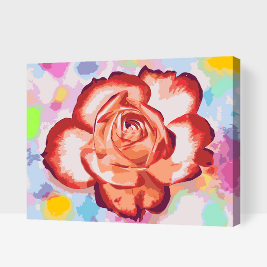 Paint by Numbers - Rose på en farverig baggrund