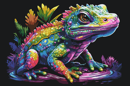 Paint by Numbers - Flerfarvet leguan