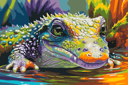 Paint by Numbers - Farverig krokodille