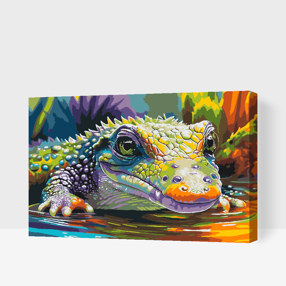 Paint by Numbers - Farverig krokodille