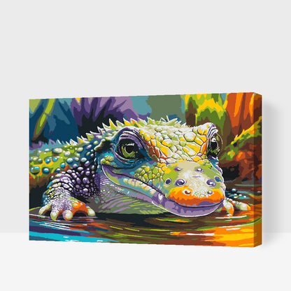 Paint by Numbers - Farverig krokodille