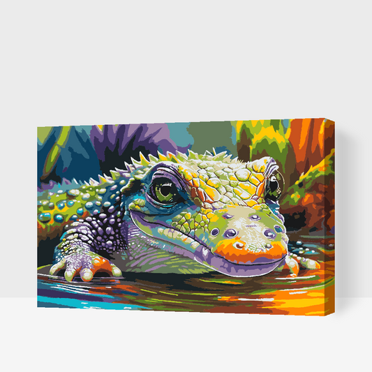 Paint by Numbers - Farverig krokodille