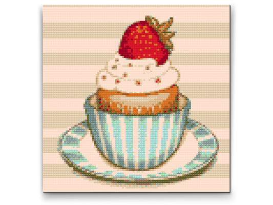 Diamond Painting - Jordbær-cupcake