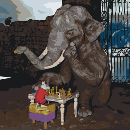 Paint by Numbers - Elefant og Mus spiller skak