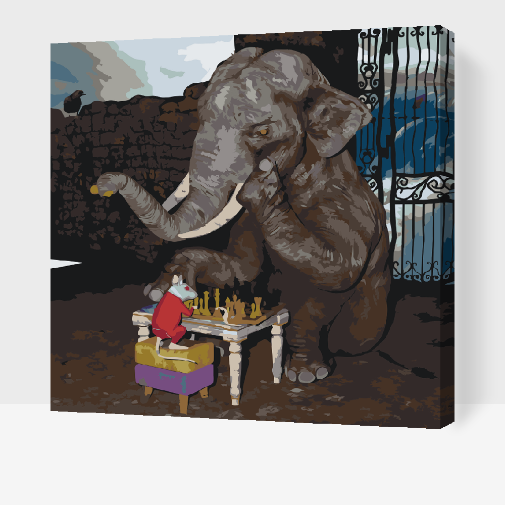 Paint by Numbers - Elefant og Mus spiller skak