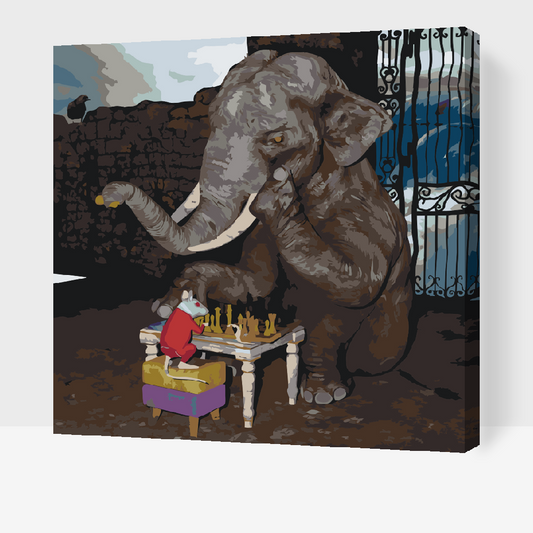 Paint by Numbers - Elefant og Mus spiller skak