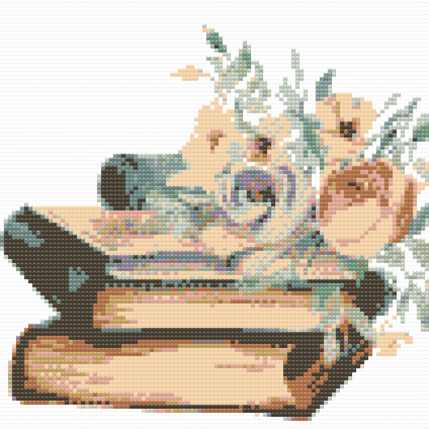 Diamond Painting - Blomster på bøger