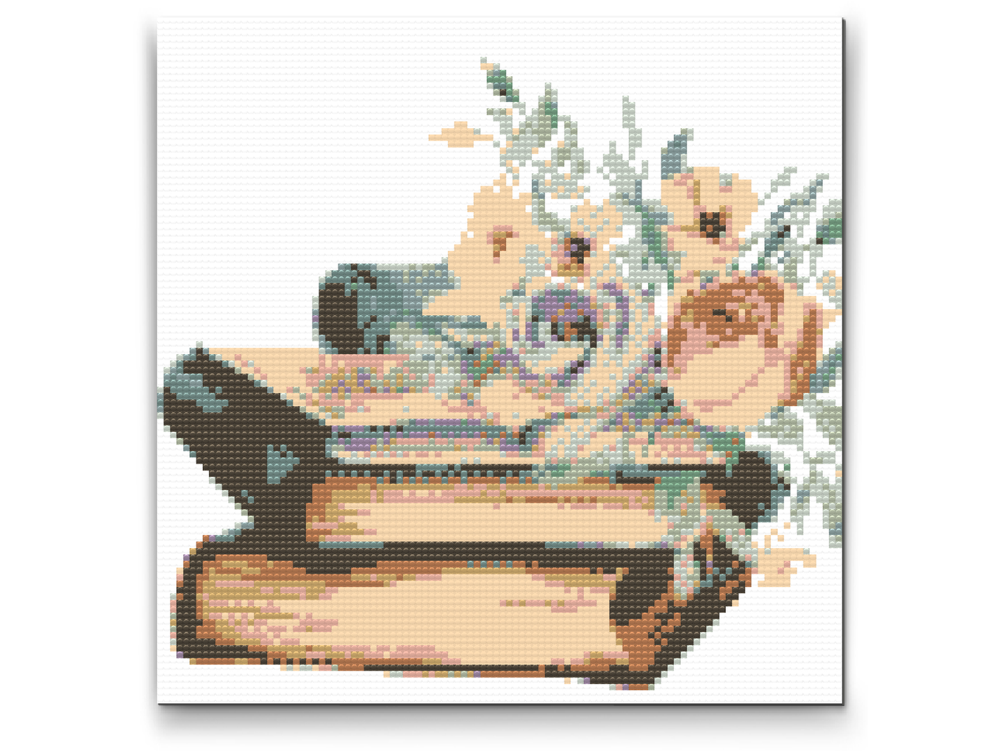 Diamond Painting - Blomster på bøger