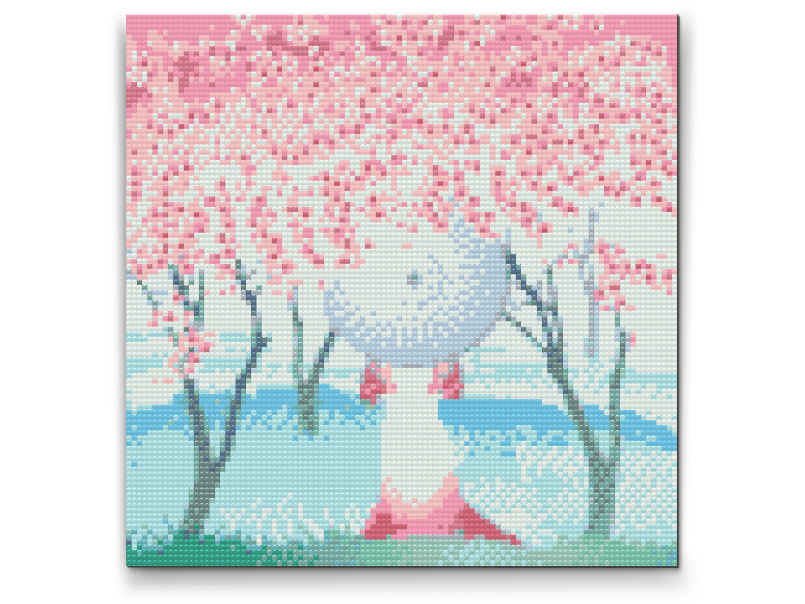 Diamond Painting - Kvinde står under kirsebærtræer