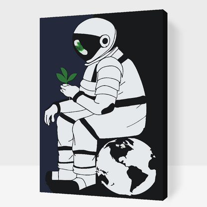 Paint by Numbers - Astronaut med en plante