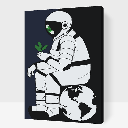 Paint by Numbers - Astronaut med en plante