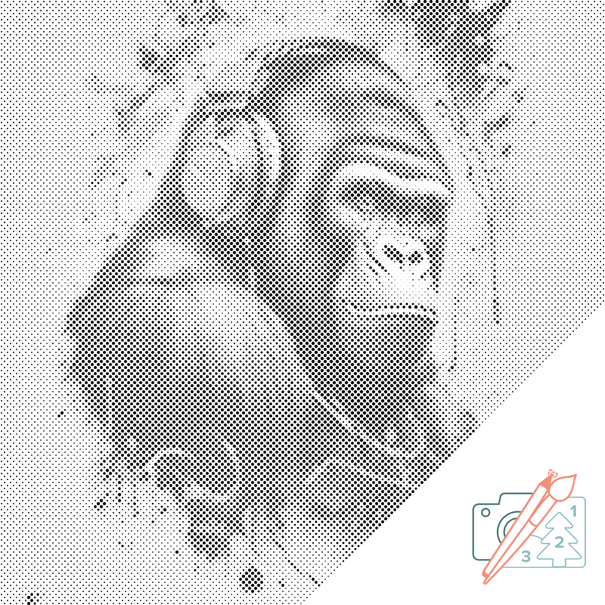 Mal-med-prikker -  Gorilla med hovedtelefoner