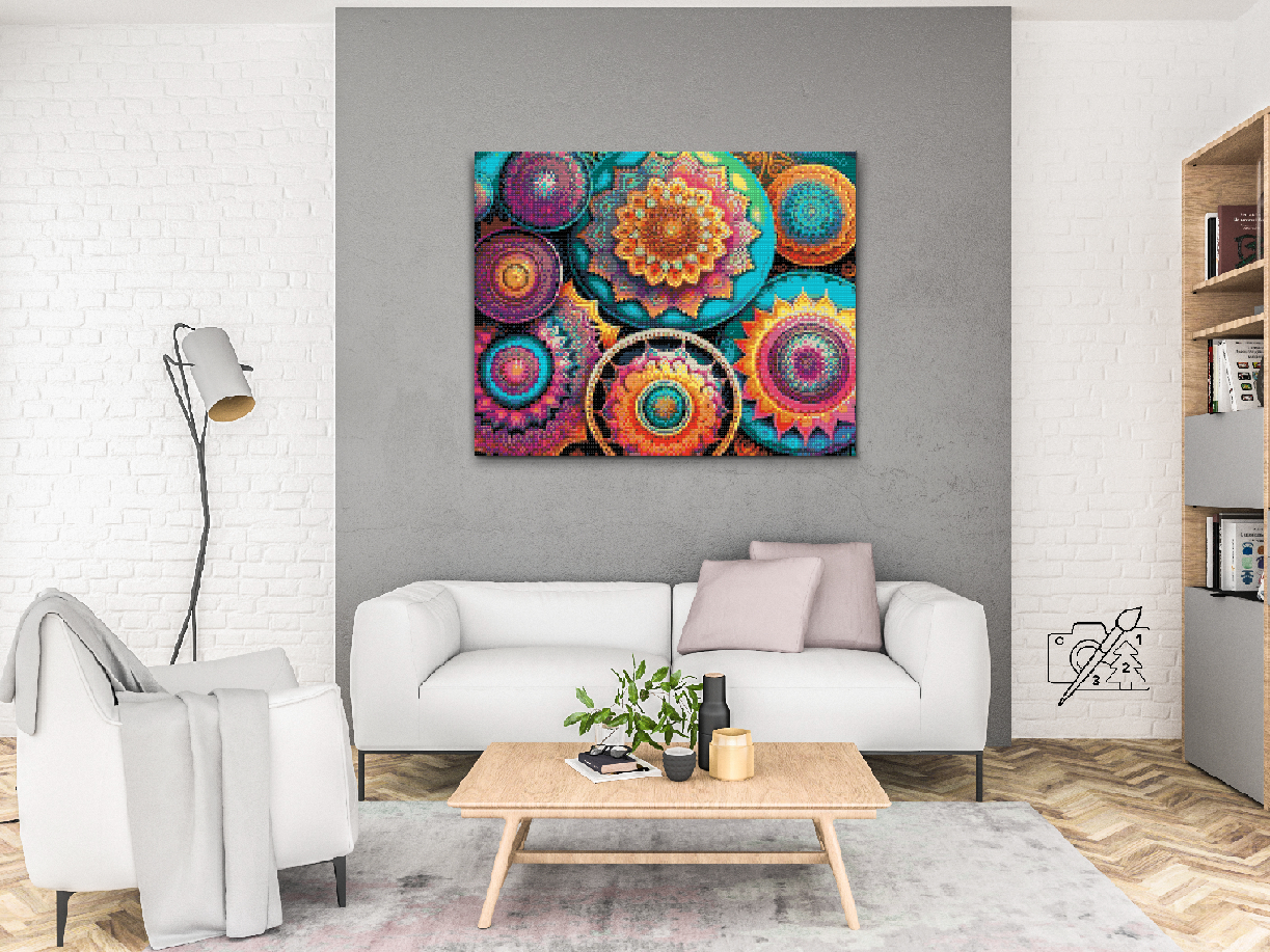 Diamond Painting - Blomstermandala-mønster