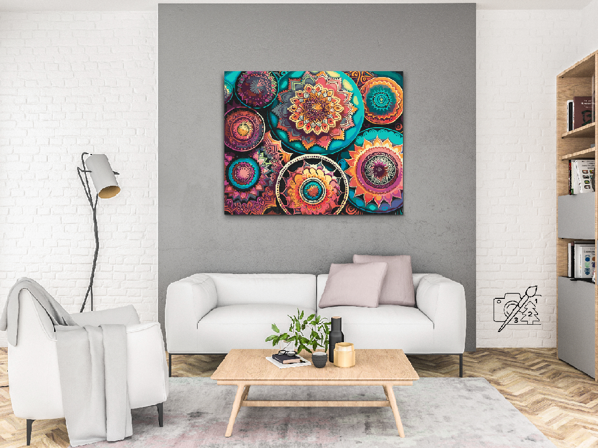 Paint by Numbers - Blomstermandala-mønster