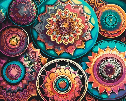 Paint by Numbers - Blomstermandala-mønster