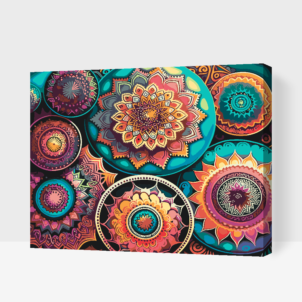 Paint by Numbers - Blomstermandala-mønster