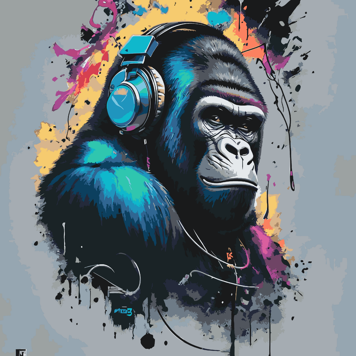 Paint by Numbers - Gorilla med hovedtelefoner